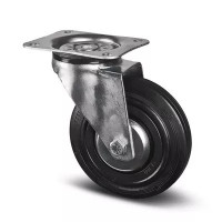Roulette Pivotante Caoutchouc Noir – Diamètre 80 à 200 mm – Charge 70 à 205 kg