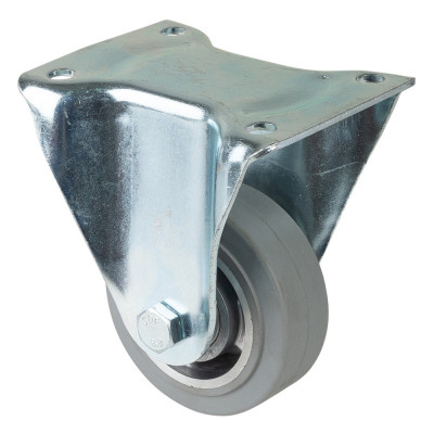 Roulette Fixe Charge Lourde Caoutchouc élastique gris - Ø100mm - 150kg