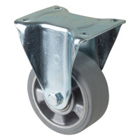 Roulette Fixe Charge Lourde Caoutchouc élastique gris - Ø125mm - 220kg