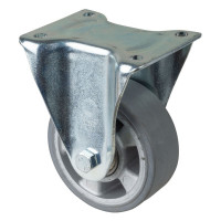 Roulette Fixe Charge Lourde Caoutchouc élastique gris - Ø125mm - 220kg