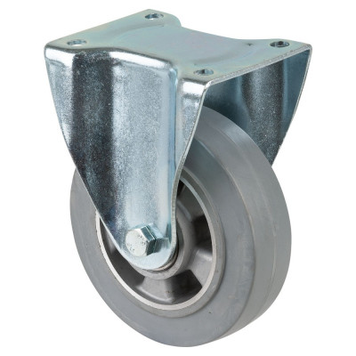 Roulette Fixe Charge Lourde Caoutchouc élastique gris - Ø160mm - 350kg