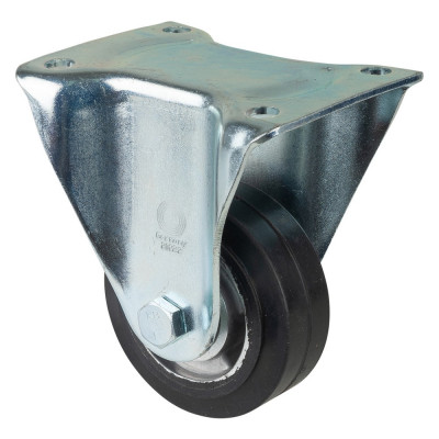 Roulette Fixe Charge Lourde Caoutchouc élastique noir - Ø100mm - 150kg