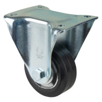 Roulette Fixe Charge Lourde Caoutchouc élastique noir - Ø100mm - 150kg
