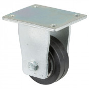 Roulette Fixe Charge Lourde Caoutchouc élastique noir - Ø100mm - 150kg