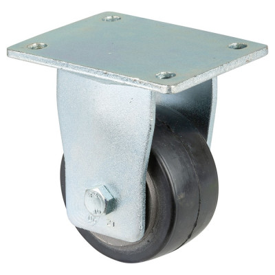 Roulette Fixe Charge Lourde Caoutchouc élastique noir - Ø100mm - 210kg