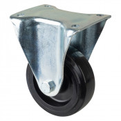 Roulette Fixe Charge Lourde Caoutchouc élastique noir - Ø125mm - 200kg