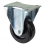 Roulette Fixe Charge Lourde Caoutchouc élastique noir - Ø125mm - 200kg