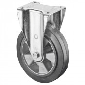Roulette Fixe Charge Lourde Caoutchouc élastique noir - Ø125mm - 220kg