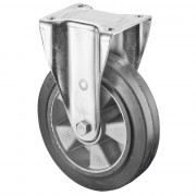Roulette Fixe Charge Lourde Caoutchouc élastique noir - Ø125mm - 220kg