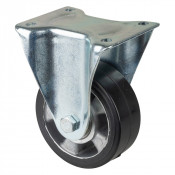 Roulette Fixe Charge Lourde Caoutchouc élastique noir - Ø125mm - 220kg