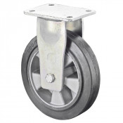 Roulette Fixe Charge Lourde Caoutchouc élastique noir - Ø125mm - 220kg