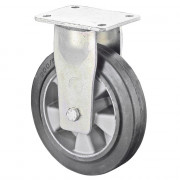 Roulette Fixe Charge Lourde Caoutchouc élastique noir - Ø125mm - 220kg