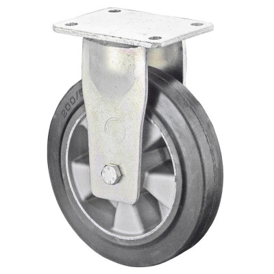 Roulette Fixe Charge Lourde Caoutchouc élastique noir - Ø125mm - 220kg