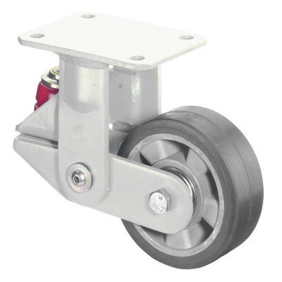 Roulette Fixe Charge Lourde Caoutchouc élastique noir - Ø125mm - 220kg