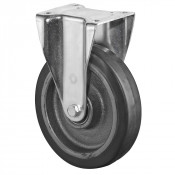 Roulette Fixe Charge Lourde Caoutchouc élastique noir - Ø125mm - 275kg