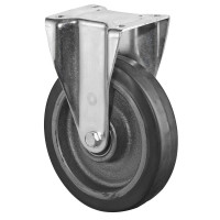 Roulette Fixe Charge Lourde Caoutchouc élastique noir - Ø125mm - 275kg Roulette Fixe Charge Lourde Caoutchouc élastique noir - Ø125mm - 275kg