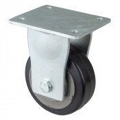 Roulette Fixe Charge Lourde Caoutchouc élastique noir - Ø125mm - 275kg