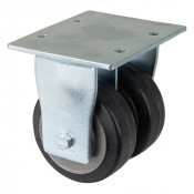 Roulette Fixe Charge Lourde Caoutchouc élastique noir - Ø125mm - 550kg