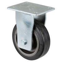Roulette Fixe Charge Lourde Caoutchouc élastique noir - Ø150mm - 350kg