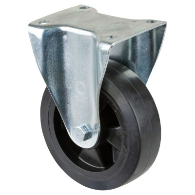 Roulette Fixe Charge Lourde Caoutchouc élastique noir - Ø160mm - 350kg
