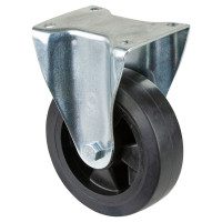 Roulette Fixe Charge Lourde Caoutchouc élastique noir - Ø160mm - 350kg Roulette Fixe Charge Lourde Caoutchouc élastique noir - Ø160mm - 350kg