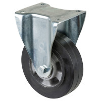 Roulette Fixe Charge Lourde Caoutchouc élastique noir - Ø160mm - 350kg Roulette Fixe Charge Lourde Caoutchouc élastique noir - Ø160mm - 350kg