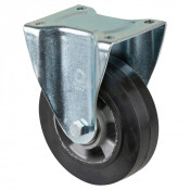 Roulette Fixe Charge Lourde Caoutchouc élastique noir - Ø160mm - 350kg
