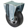Roulette Fixe Charge Lourde Caoutchouc élastique noir - Ø160mm - 350kg