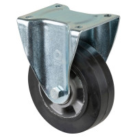 Roulette Fixe Charge Lourde Caoutchouc élastique noir - Ø160mm - 350kg