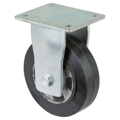 Roulette Fixe Charge Lourde Caoutchouc élastique noir - Ø160mm - 350kg