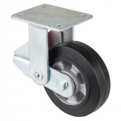 Roulette Fixe Charge Lourde Caoutchouc élastique noir - Ø160mm - 350kg