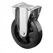 Roulette Fixe Charge Lourde Caoutchouc élastique noir - Ø200mm - 400kg