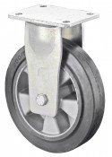 Roulette Fixe Charge Lourde Caoutchouc élastique noir - Ø200mm - 450kg