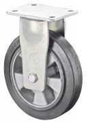 Roulette Fixe Charge Lourde Caoutchouc élastique noir - Ø200mm - 450kg