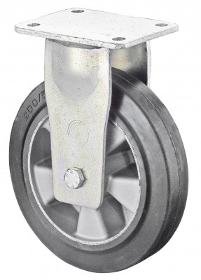 Roulette Fixe Charge Lourde Caoutchouc élastique noir - Ø200mm - 450kg