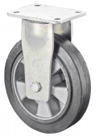 Roulette Fixe Charge Lourde Caoutchouc élastique noir - Ø200mm - 450kg