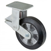 Roulette Fixe Charge Lourde Caoutchouc élastique noir - Ø200mm - 450kg