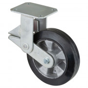 Roulette Fixe Charge Lourde Caoutchouc élastique noir - Ø200mm - 450kg