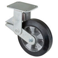 Roulette Fixe Charge Lourde Caoutchouc élastique noir - Ø200mm - 450kg