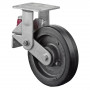 Roulette Fixe Charge Lourde Caoutchouc élastique noir - Ø200mm - 450kg