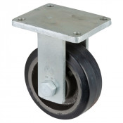 Roulette Fixe Charge Lourde Caoutchouc élastique noir - Ø200mm - 550kg