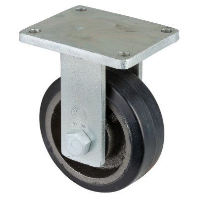 Roulette Fixe Charge Lourde Caoutchouc élastique noir - Ø200mm - 550kg