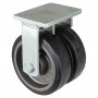 Roulette Fixe Charge Lourde Caoutchouc élastique noir - Ø250mm - 1500kg