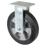 Roulette Fixe Charge Lourde Caoutchouc élastique noir - Ø250mm - 550kg