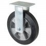 Roulette Fixe Charge Lourde Caoutchouc élastique noir - Ø250mm - 550kg