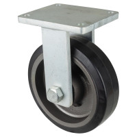 Roulette Fixe Charge Lourde Caoutchouc élastique noir - Ø250mm - 750kg