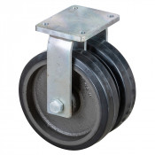 Roulette Fixe Charge Lourde Caoutchouc élastique noir - Ø300mm - 1700kg