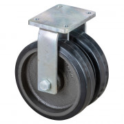Roulette Fixe Charge Lourde Caoutchouc élastique noir - Ø300mm - 1700kg