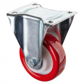 Roulette Fixe Charge Lourde Polyuréthane rouge - Ø125mm - 400kg
