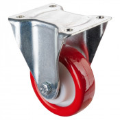 Roulette Fixe Charge Lourde Polyuréthane rouge - Ø125mm - 400kg